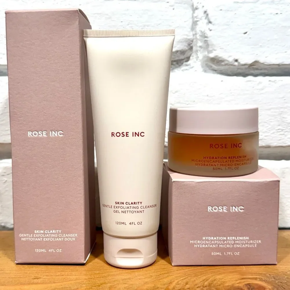Rose Inc Skincare Duo Exfoliating Cleanser + Hydrating Moisturizer Clean Beauty